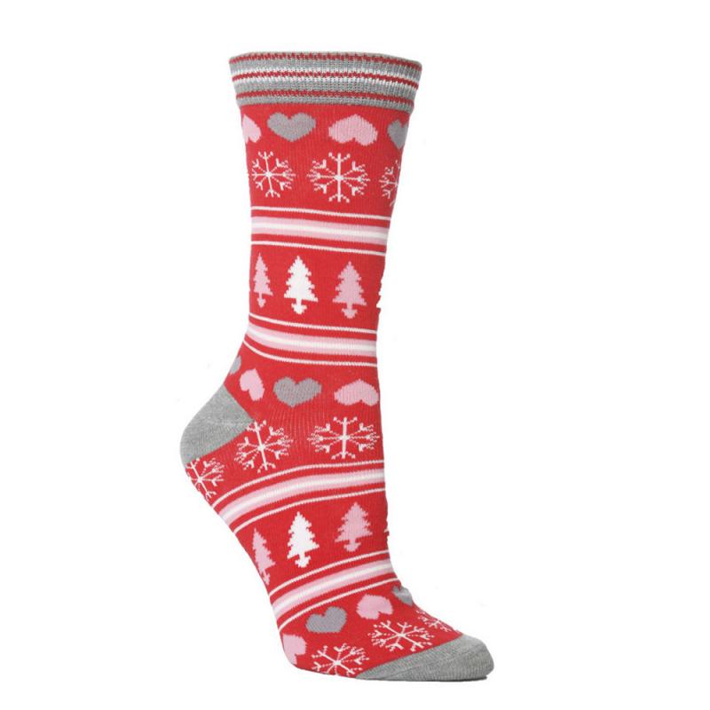Merry Stride | Chaussettes de Noël rouges à visage de renne pour femmes