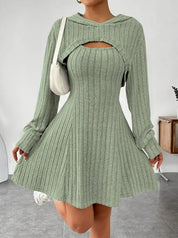 Emily Jones | Hooded Ribbed Knit Mini Dress Set