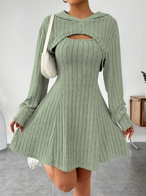 Emily Jones | Hooded Ribbed Knit Mini Dress Set
