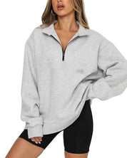 Harriet Fenwick | Oversized Blue Zip-Neck Sweatshirt