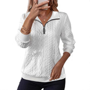 Harriet Baker | Sweat-shirt en maille torsadée à demi-zip