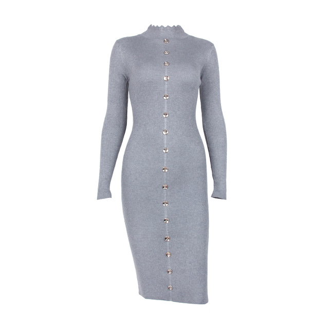 Penelope Ashcroft | Robe moulante en maille côtelée boutonnée sur le devant