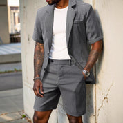 Elliot Barnes | Men's Houndstooth Check Two-Piece Set – Short Sleeve Blazer & Shorts