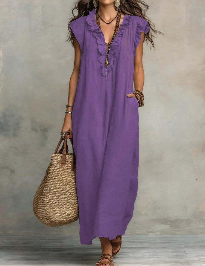 Eleanor Griffiths | Bohemian Flutter Sleeve Maxi Dress