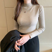 Daisy Williams | Ribbed Mock Neck Knit Sweater
