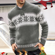 Yule Log | Pull de Noël à motif jacquard flocons de neige rouge pour hommes
