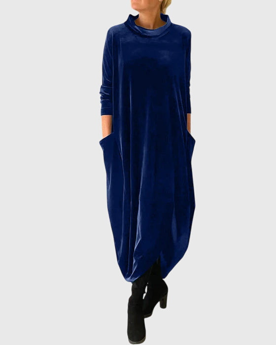 Beatrice Fairfax | Velvet Maxi Dress With Mock Neck