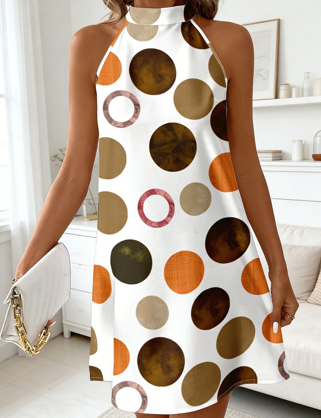Freya Hughes | Polka-Dot Halter Mini Dress