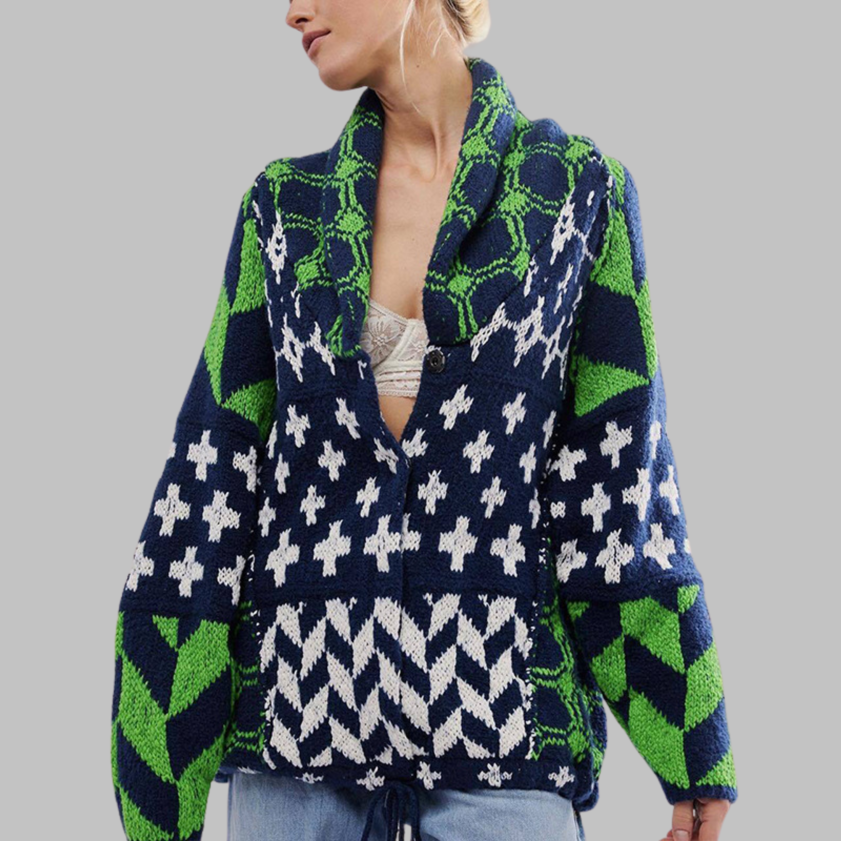 Imogen Sharland | Patchwork Knit Cardigan With Hood