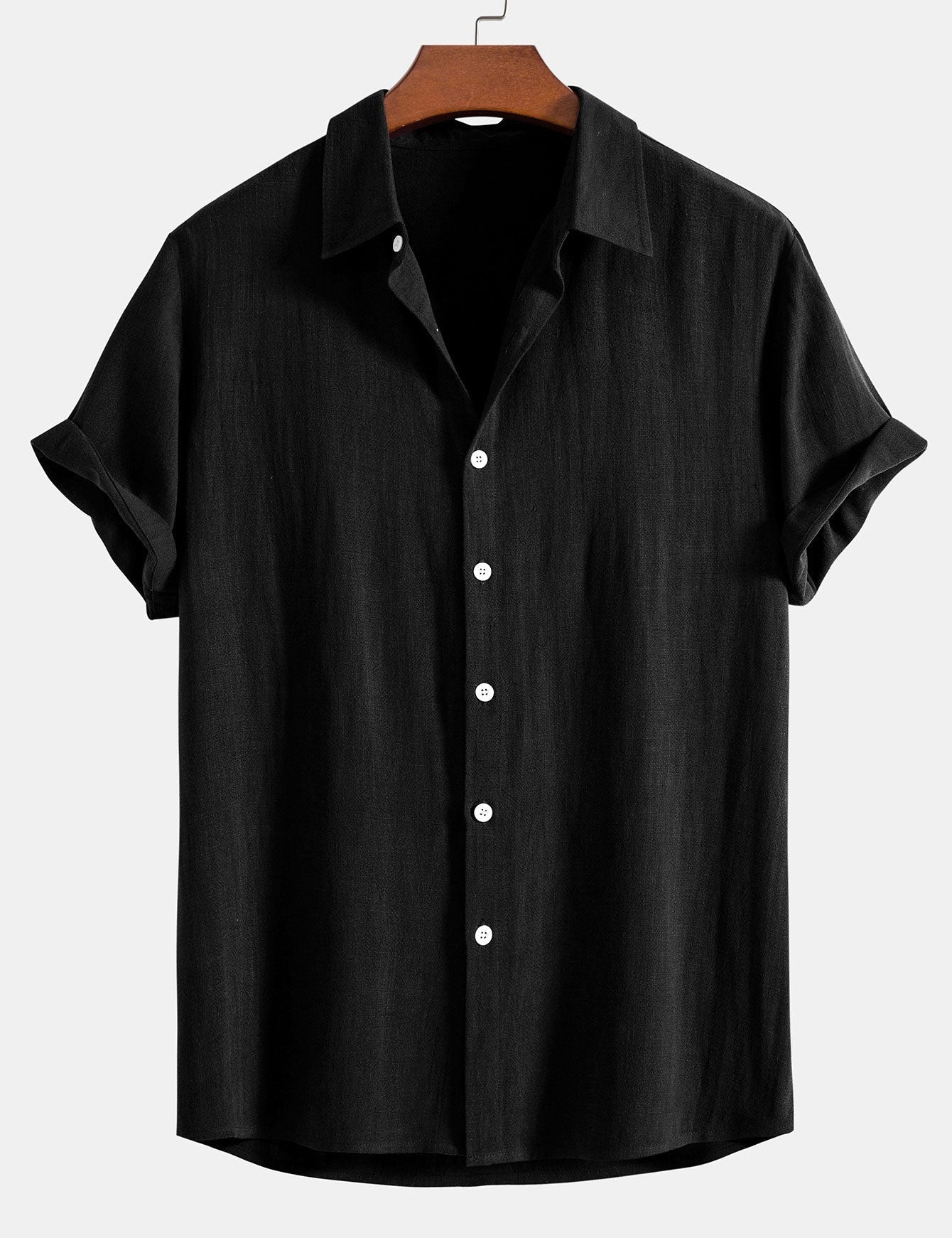 Theo Calder | Men's Linen Blend Short Sleeve Shirt in Rich Terracotta