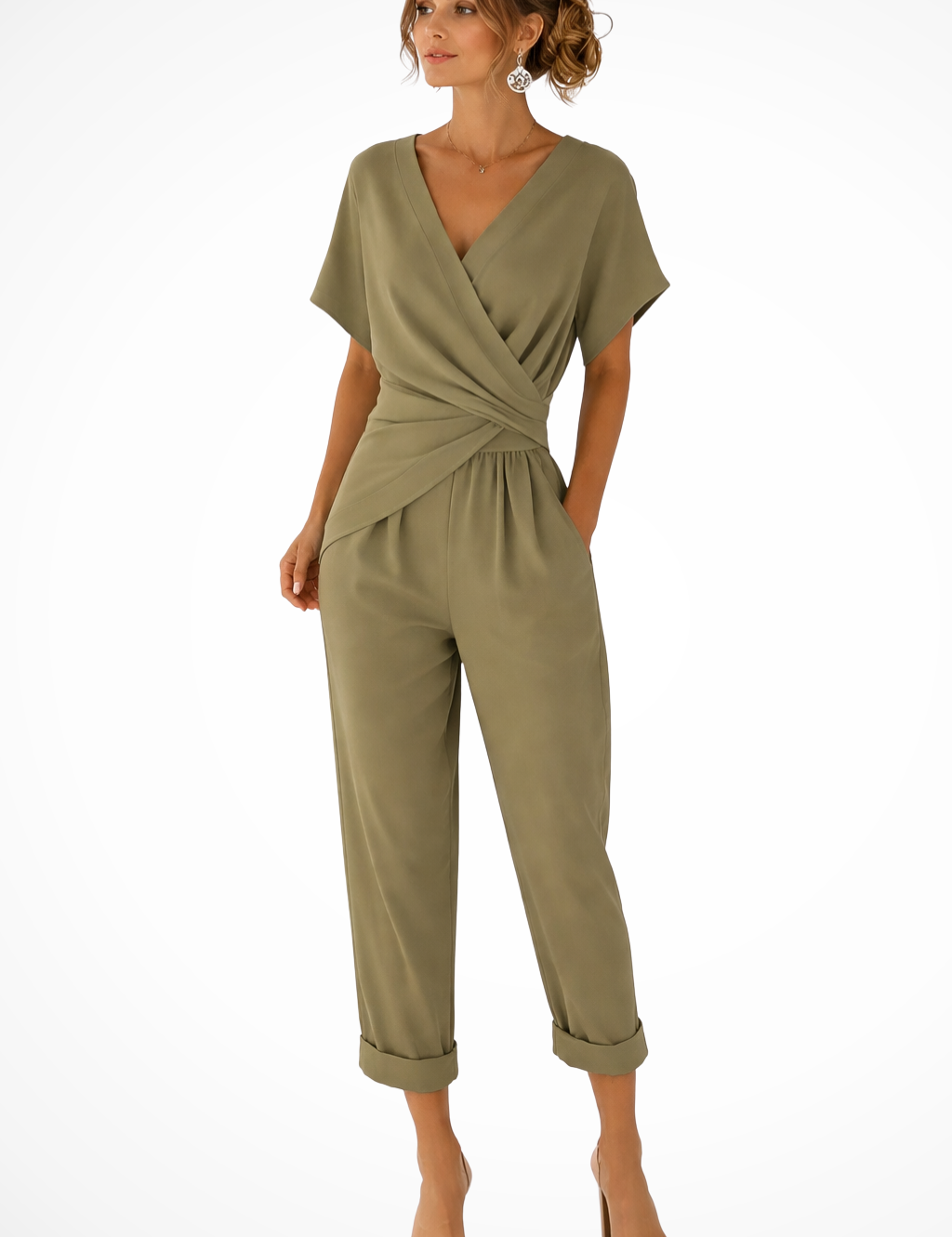 Amélie Rousseau | Wrap Front Cropped Jumpsuit For Women