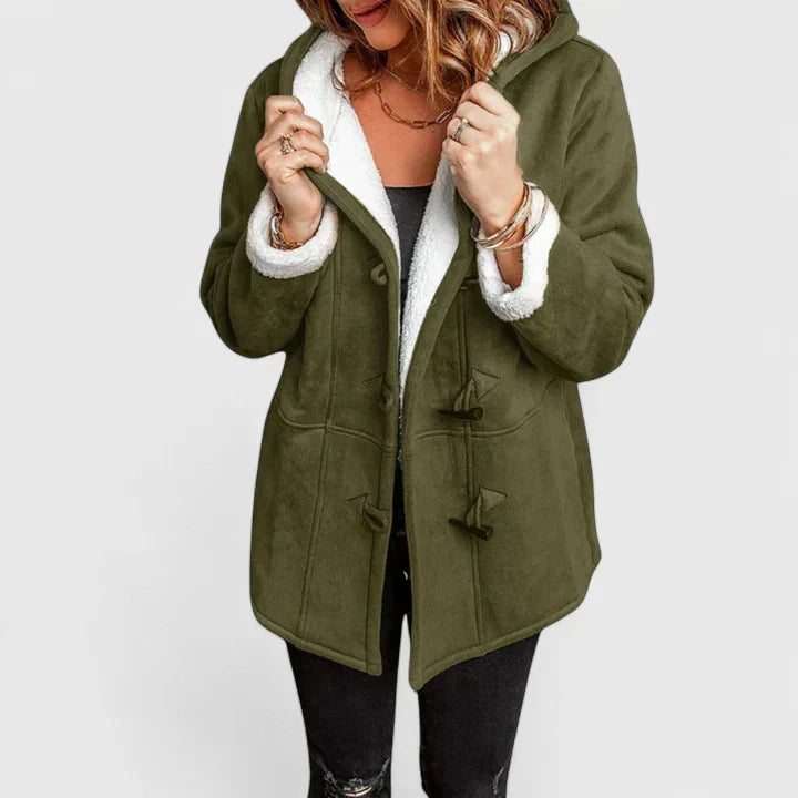 Cecily Draper | Faux Shearling Hooded Coat With Toggle Closure