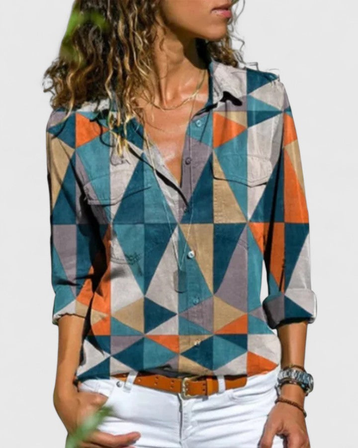 Harriet Colby | Multicolour Striped Blouse With Button Front