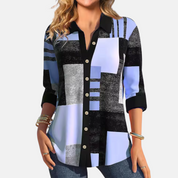 Freya Mansfield | Colour Block Print Blouse With Button Detail