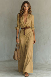 Harriet Drummond | Azura Button-Down Belted Maxi Dress