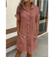 Priya Ashworth | Button-Through Cotton Gauze Shirt Dress with Pockets