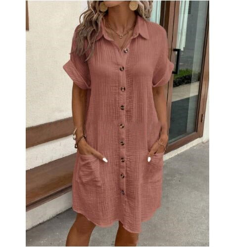 Priya Ashworth | Button-Through Cotton Gauze Shirt Dress with Pockets