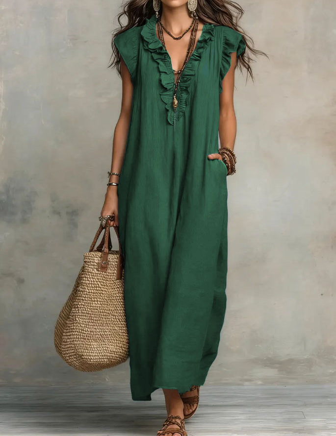 Eleanor Griffiths | Bohemian Flutter Sleeve Maxi Dress