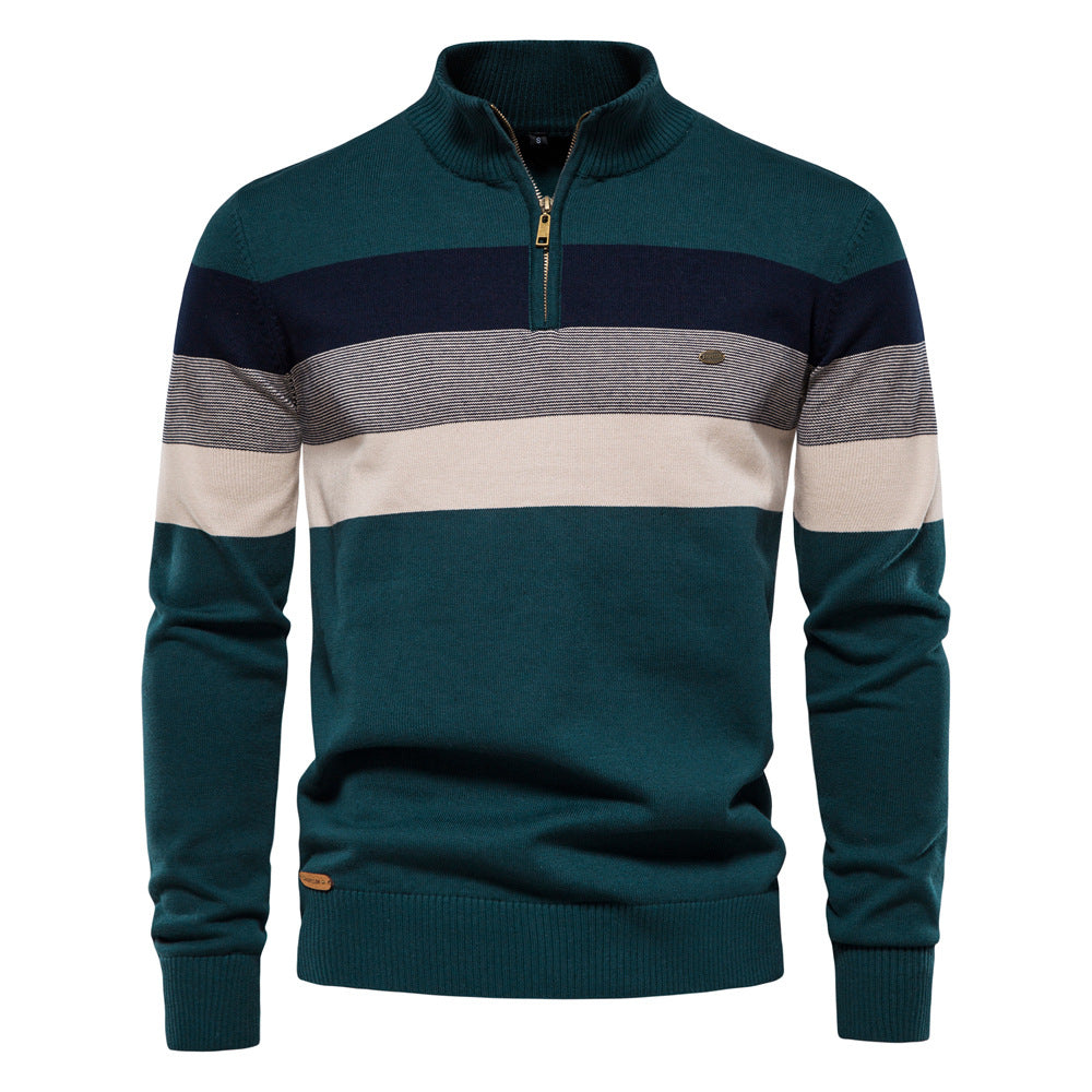Nathan Broadbent | Pull rayé en maille à col zippé
