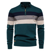 Nathan Broadbent | Pull rayé en maille à col zippé