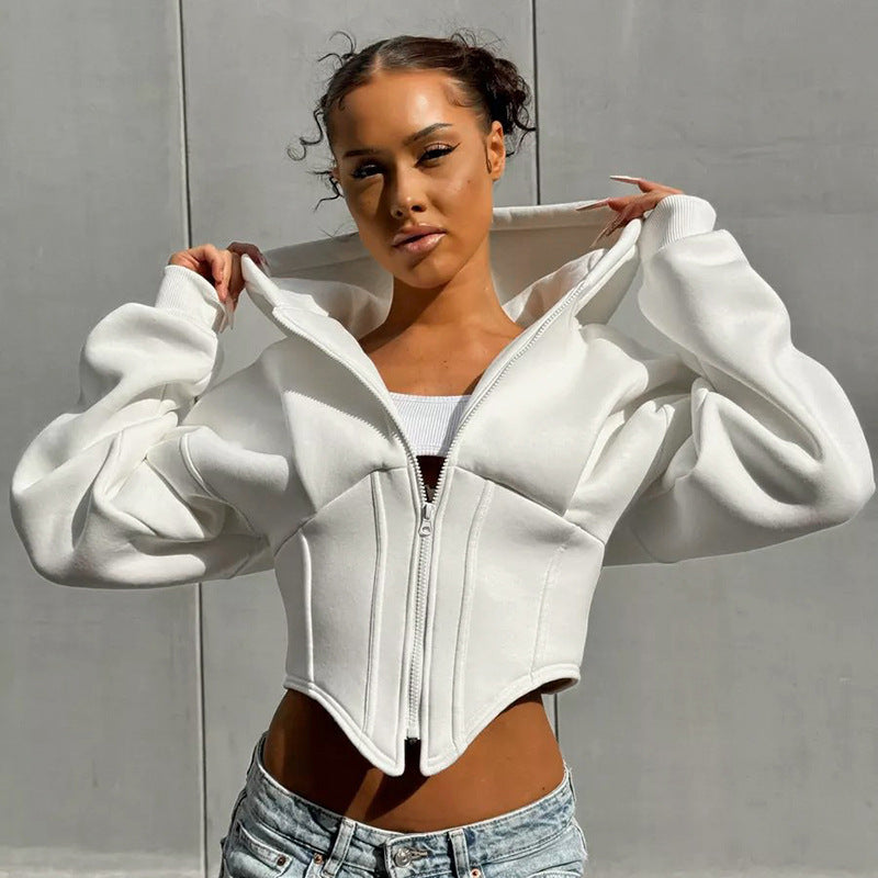 Imogen Radley | Cropped Corset Hoodie With Zip Front