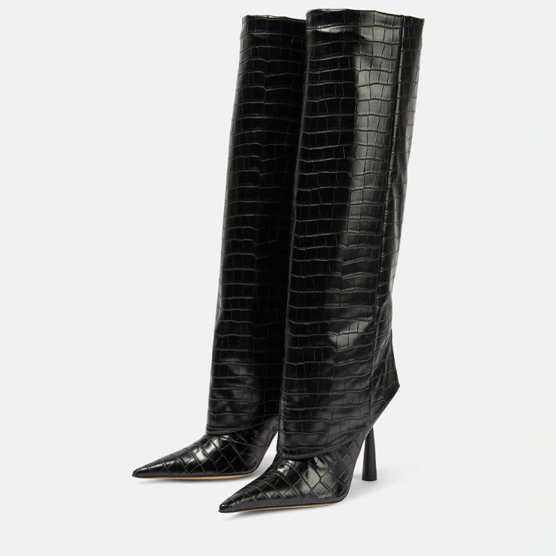 Arabella Edwards | Bottes montantes à talon aiguille effet croco