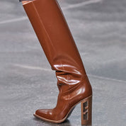 Cecily Vert | Bottes montantes à bout carré et talon épais