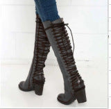 Poppy Walker | Bottes cuissardes à lacets et talon épais