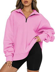 Harriet Fenwick | Oversized Blue Zip-Neck Sweatshirt