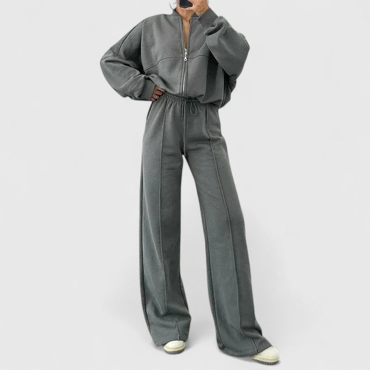 Isla Pennington | Ensemble pull et pantalon côtelés Gris