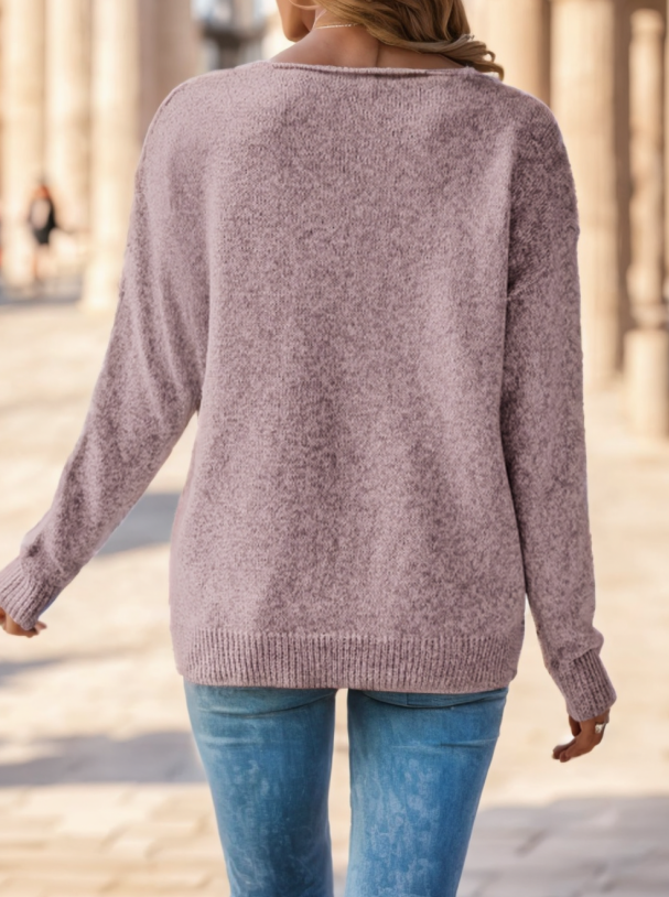 Isabella Marsh | Sweter z dzianiny pointelle z dekoltem w serek