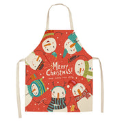 Tablier de Noël rouge imprimé avec bonhomme de neige Snowy Cheer