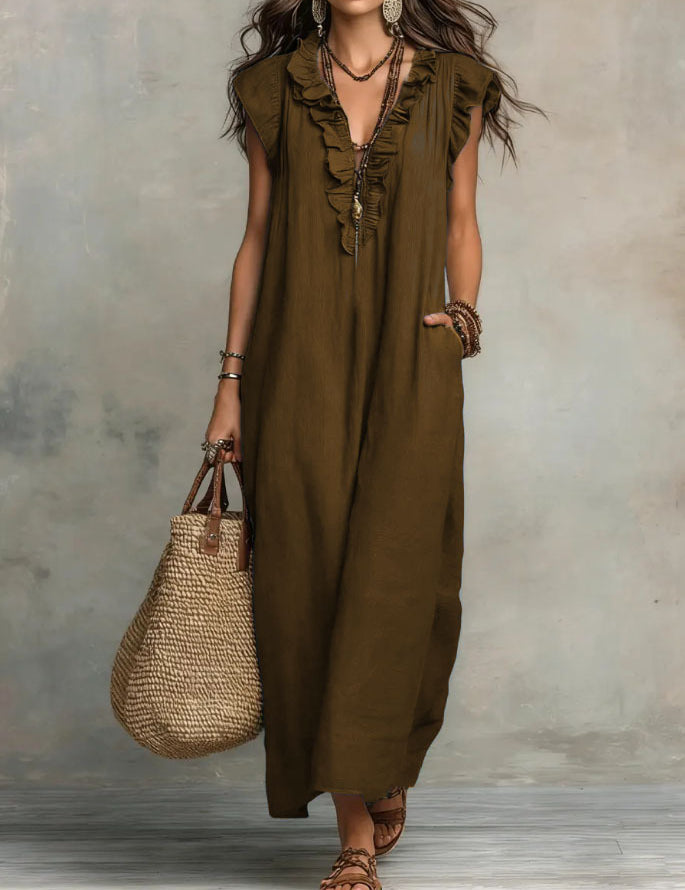 Eleanor Griffiths | Bohemian Flutter Sleeve Maxi Dress