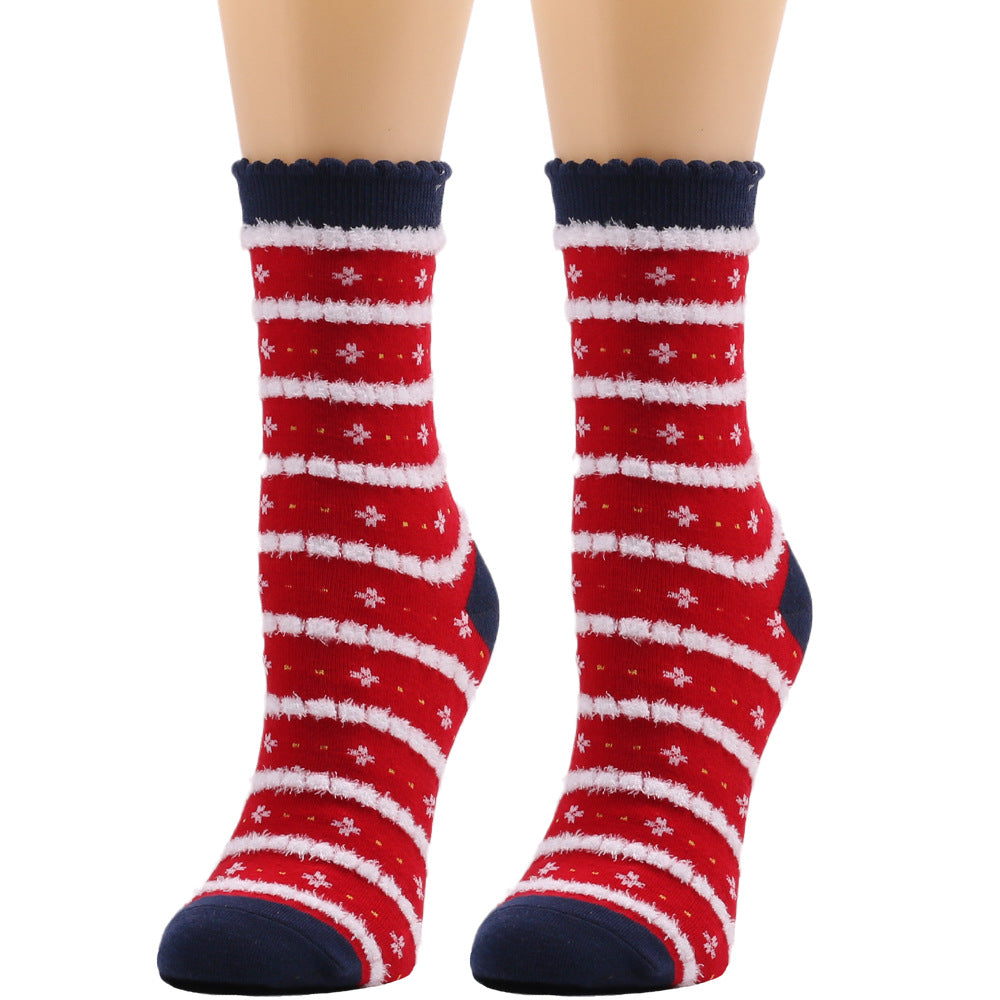 Frosty Sole | Chaussettes de Noël bleu marine à motif de père Noël pour femmes