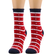 Frosty Sole | Chaussettes de Noël bleu marine à motif de père Noël pour femmes