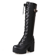 Grace Blanc | Bottes montantes de combat à lacets
