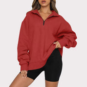 Harriet Fenwick | Oversized Blue Zip-Neck Sweatshirt