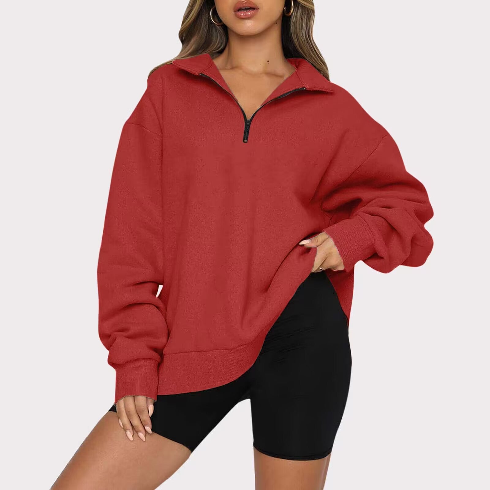 Harriet Fenwick | Oversized Blue Zip-Neck Sweatshirt