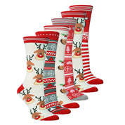 Merry Stride | Chaussettes de Noël rouges à visage de renne pour femmes