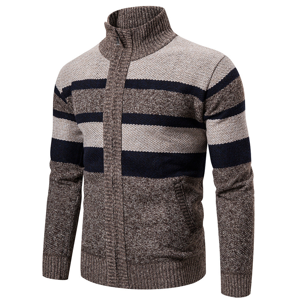 Graham Pearson | Striped Zip-Up Sweater For Men
