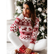 Winter Cheer | Pull de Noël à motif jacquard cerf rouge pour femmes