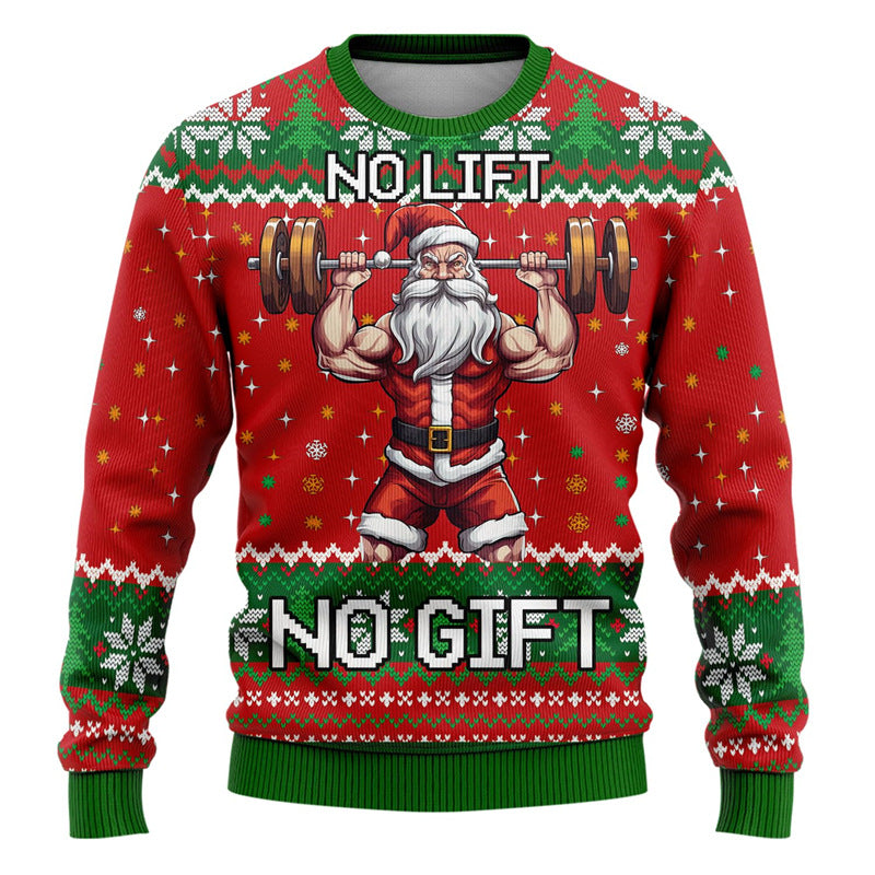Merry Buck | Pull de Noël noir à imprimé Père Noël dansant pour homme