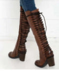 Poppy Walker | Bottes cuissardes à lacets et talon épais