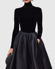 Rosalind Fairweather | Velvet Cocktail Dress With Satin Skirt