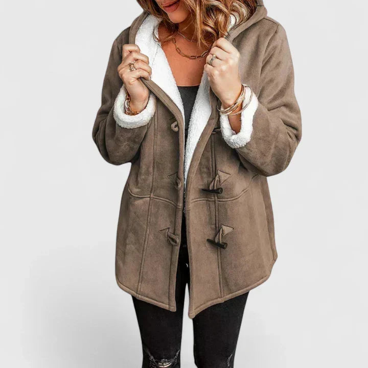 Cecily Draper | Faux Shearling Hooded Coat With Toggle Closure