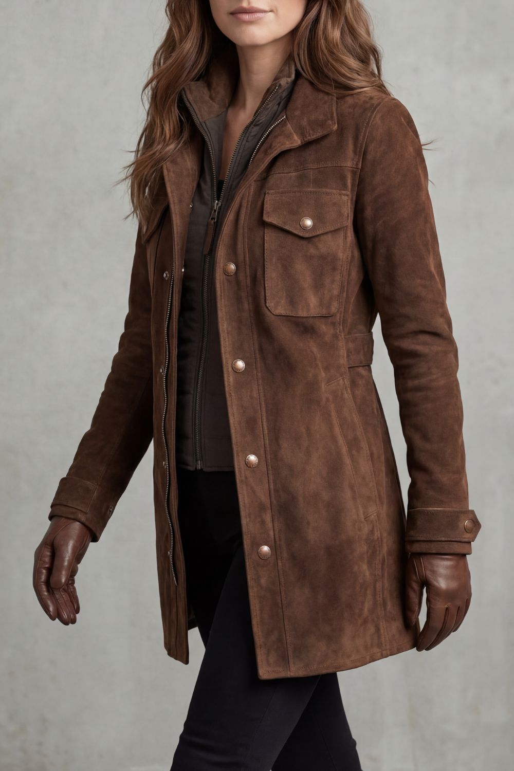 Harriet Drummond | Bellavue Tailored Suede Longline Coat