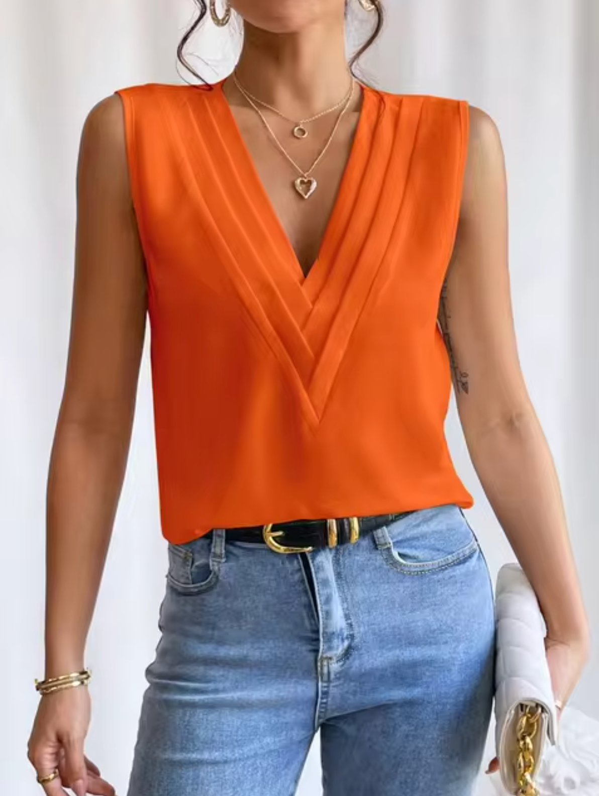 Marceline Fairfax | Elegant V-Neck Sleeveless Blouse for Women