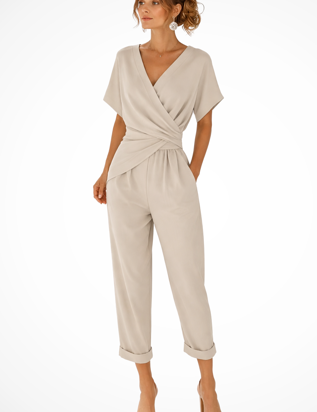 Amélie Rousseau | Wrap Front Cropped Jumpsuit For Women