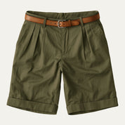 Edmund Collins | Men's Chino Shorts Double Pleat with Leather Belt