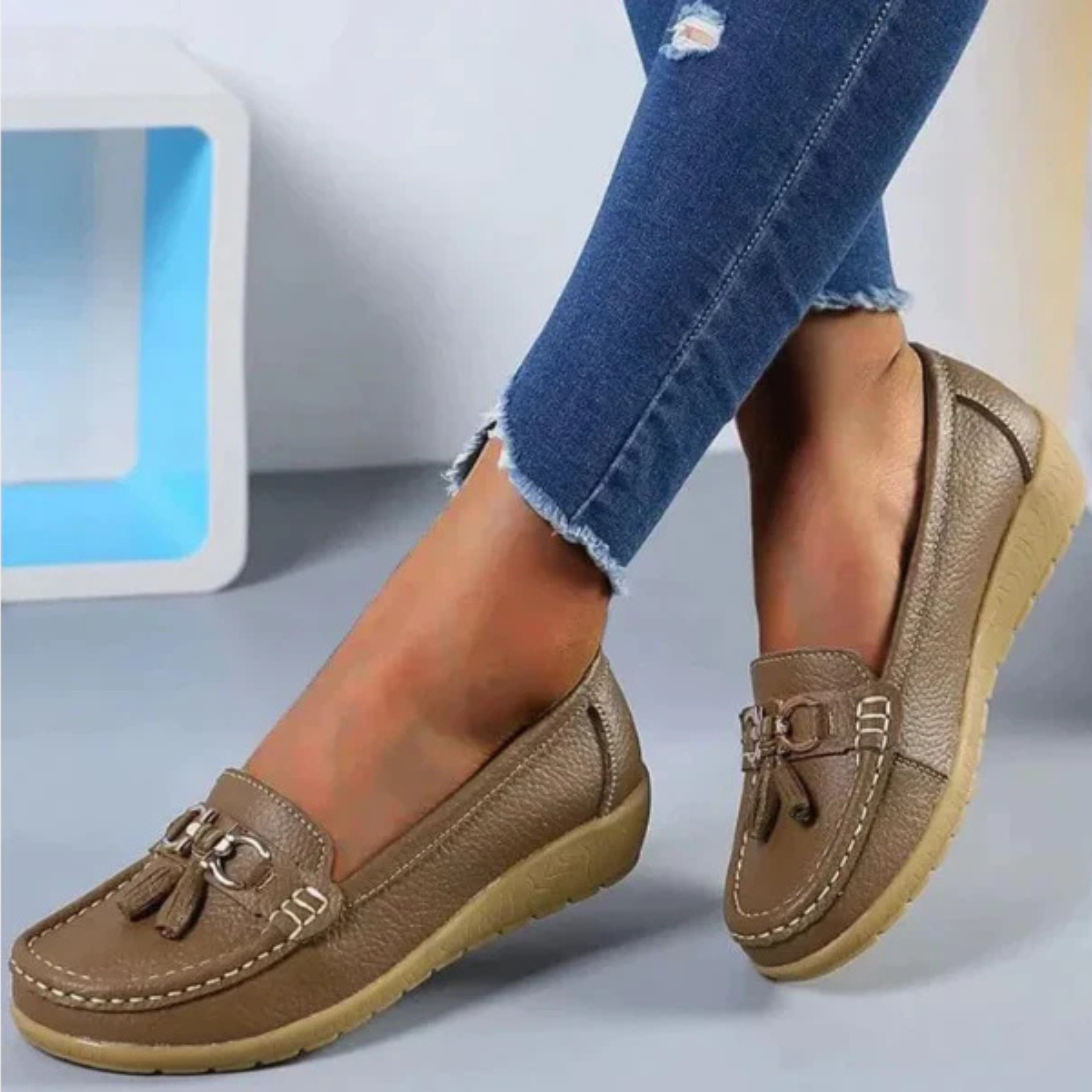 Charlotte Weston | Red Tassel Loafers – Cushioned Comfort Flats